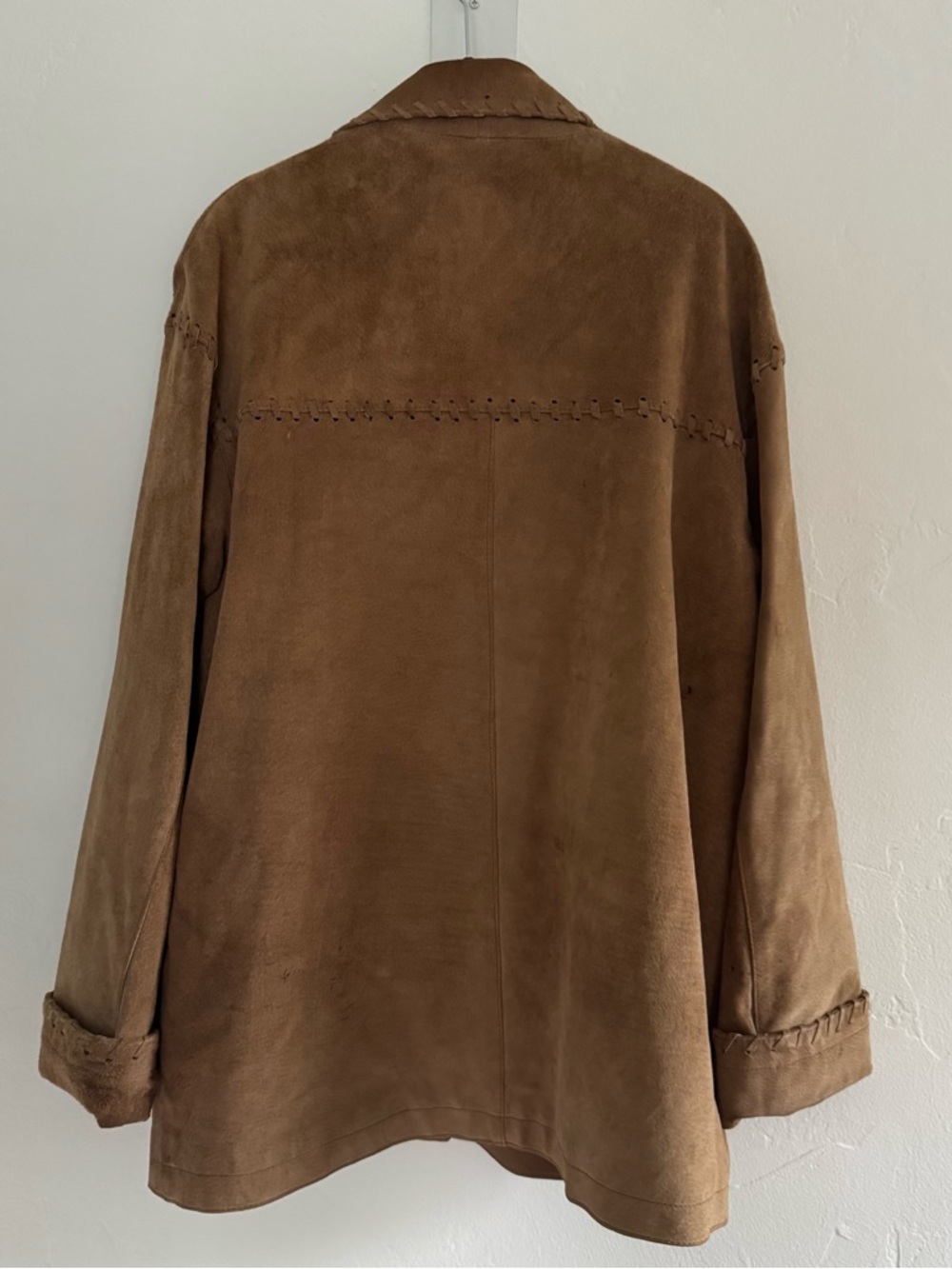 Vintage BB Dakota Tan Brown 100% Suede Leather Jacket Oversized Western Boho - Picture 3 of 13